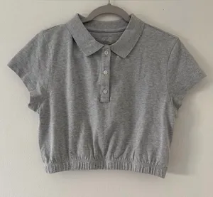 NWT Aerie Courtside Bubble Hem Cropped Polo Preppy T-shirt size medium thumbnail 1