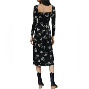 Anthropologie Hutch Stretch Velvet Floral MIDI Dress Size XS thumbnail 3