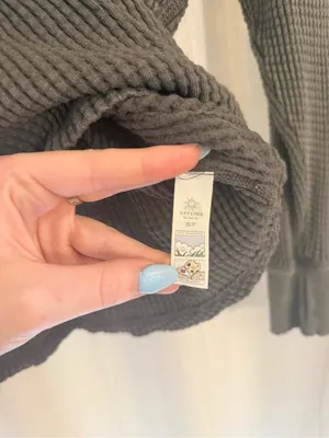 OFFLINE By Aerie Wow! Waffle Notch Neck Long Sleeve T-Shirt Smoked Gray XS thumbnail 7