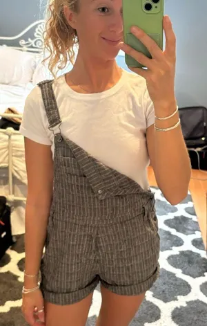 RVCA Grey Striped Overall Shorts thumbnail 5