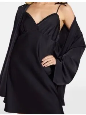 No Boundaries Chemise Slip Dress Color: Black Soot. M(8-10) 27”L P-P 18” thumbnail 1