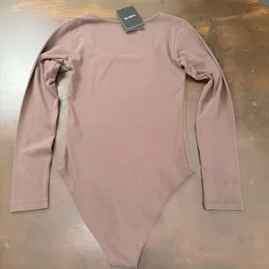 KK SONG Bodysuit Brown Long Sleeve Solid Basic Elegant top square neck casual thumbnail 9