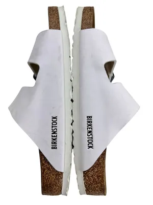 Birkenstock Arizona Sandals White Birko Flor Two Strap Silver Buckle thumbnail 7