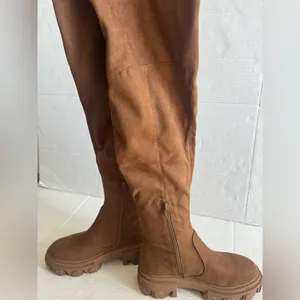 NEW Nine West Cellie2 Brown Suede Over Knee Thigh High Lug‎ Sole Boots 6 thumbnail 5