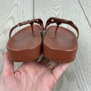 Tommy Hilfiger Women's Large TH Logo Relina Footbed Sandals 5.5M Med Brown $69 thumbnail 6