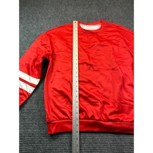 Red Varsity Crewneck Sweatshirt White Sleeve Stripes Sporty Fleece Casual Small thumbnail 5