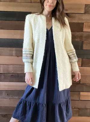 Vintage 70s AJ Seattle Mohair Blend Longline Cream Cardigan Made in USA Small thumbnail 1