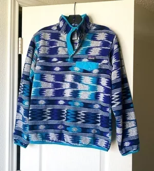 Patagonia Pullover Synchilla Snap-T Fleece Nepali‎ Dhoti Marathon Blue S EUC thumbnail 1