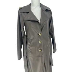 Wyld Blue Faux‎ Leather Trench Coat Dark Chocolate Size XS thumbnail 11