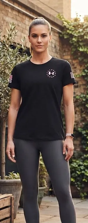 Under Armour Women's Black Short-Sleeve Freedom Tee with Pink Graphic thumbnail 1