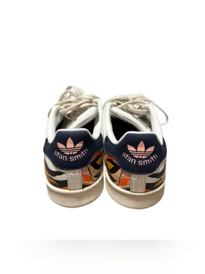 Adidas Stan Smith Women's 7 White Legend Ink Orange Leather Sneaker Low Top Prep thumbnail 4
