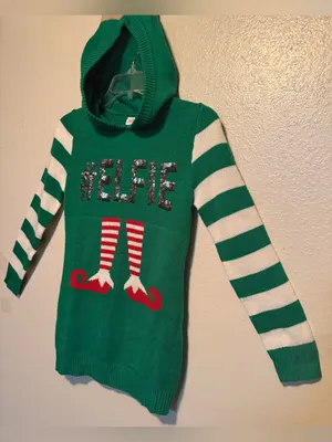 No Boundaries Small #ELFIE Elf Hooded Ugly Christmas Sweater Sequin thumbnail 5
