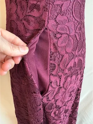 DB Studio Women's Size 4 Wine Lace High Low Scallop Dress thumbnail 2