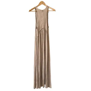 NWOT POL Sleeveless Racerback Babydoll Front Slit Maxi Dress in taupe S thumbnail 4