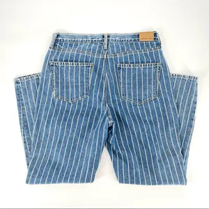 American Eagle Indigo Striped Hi‎ Rise Mom Jean Size 8 Blue NWT thumbnail 8
