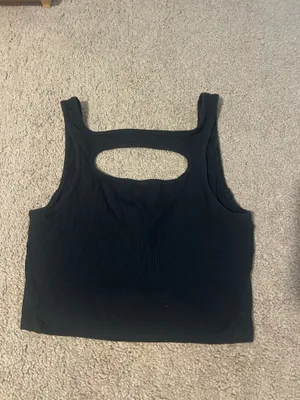 Lululemon Black Cutout Ribbed Tank Top - Women's thumbnail 2