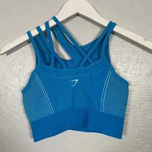 Gymshark Women M Blue Ultra Seamless Sports Bra Strappy Stretch Gym Athletic thumbnail 4