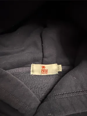 Pink Palm Puff Navy Logo Hoodie thumbnail 2