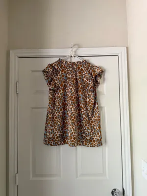Jodifl Brown Blue Giraffe Print Silky Top thumbnail 4