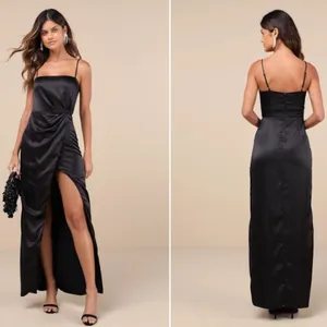 LULU's Sexy Chic Elegant Prom Wedding Formal Event Chic Satin Maxi Gown thumbnail 6