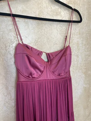 Free People Freya Berry Pink Satin Corset Tiered Maxi Dress M Coquette Fairycore thumbnail 11