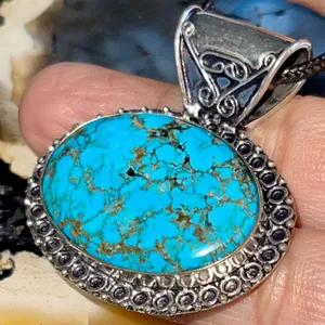 Blue Hubei Turquoise Pendant 1 1/2” thumbnail 1