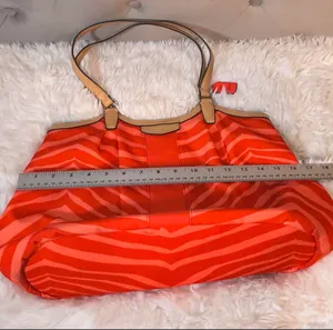 Coach Signature Devin Shoulder Bag Stripe Orange Zebra Print thumbnail 6