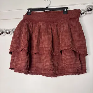 Anthropologie Cotton Gauze Smocked Mini Skirt and Top Set Brick Red Brown thumbnail 8