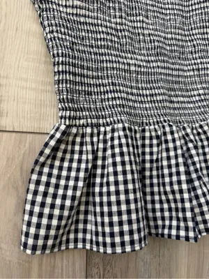 ANGIE Gingham Romantic Summer Cotton Smocked Peplum Tank Top size medium thumbnail 7