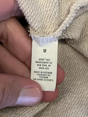 Aerie Sweatshirt Womens Medium Beige Collared V Neck Fleece Pullover Relaxed thumbnail 7