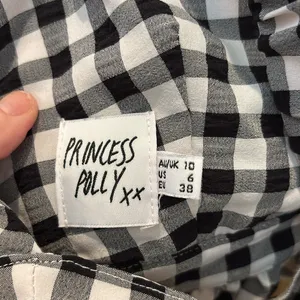 Princess Polly Top Black and White Gingham Tie Back Size 6 thumbnail 4