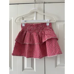 One Clothing Red White Gingham Ruffle Mini Skirt M thumbnail 6