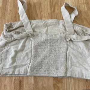 American Eagle Tan Linen Cropped Tank Size XL Smocked Back Festival Boho Casual thumbnail 2