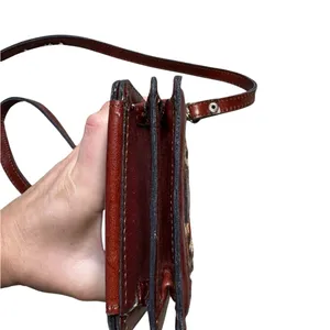 👜 Vintage Kilim Turkish Leather Crossbody Bag Rug Tapestry Organizer Purse 👜‎ thumbnail 3