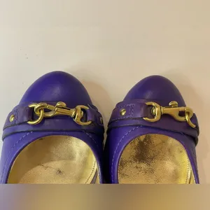 Coach Desaree Purple Bock‎ Heel Pumps Gold Hook Buckle Accent Heels Size 6 B thumbnail 7