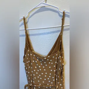 L*Space Polka Dot‎ Wrap Dress Tan Ruffle Maxi Dress Size M thumbnail 10