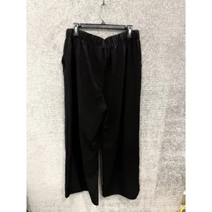 Halara Women Pants XL Black Wide Leg High Waisted Pleated Elastic Back Pockets thumbnail 7