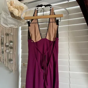 White Fox wine Burgundy Lace Halter Maxi Gown Open Back Formal Dress xl thumbnail 6