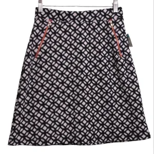Le Lis Womens A Line Skirt Black White Above Knee Stretch Front Zippers Artsy S thumbnail 1