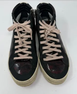 P448 Skate Turtle High Top Sneaker Patent Leather Suede Brown Black Womens 38 thumbnail 1