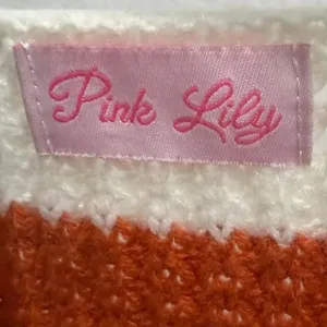 NIP Pink Lily Orange Cream Striped Sweater Size XL V Neck Oversized Cozy Knit thumbnail 3