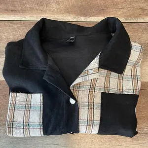 SHEIN Tartan Panel Corduroy Crop Shacket Size Medium‎ thumbnail 7