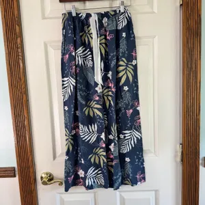 Floral‎ Wide Leg Pants Elastic Waist Drawstring Comfy Loungewear Set 2 pc Size M thumbnail 13