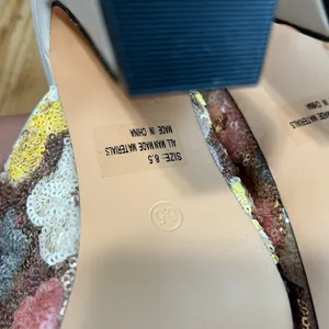 NWOB Lulus Callixta Pink Bone Floral Sequin Slide Heels – Size 8.5 thumbnail 8
