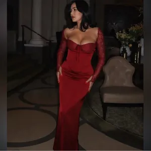 House of CB PERDI Berry Satin Maxi Dress With Corset M PLUS CUP thumbnail 13