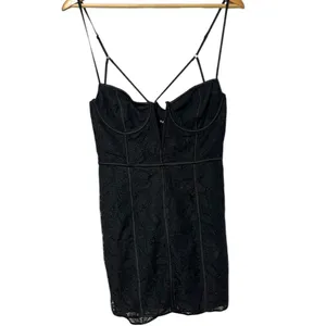 For Love & Lemons Julia Lace Mini Dress Black Women’s Size Medium NWT thumbnail 3