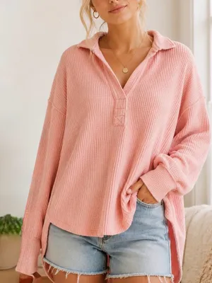 Aerie Lumberjane Waffle Knit Collared Polo Pullover thumbnail 1