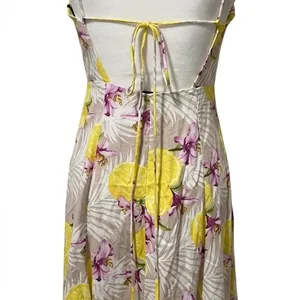NWOT Lemon Floral Midi Linen Blend Dress thumbnail 8
