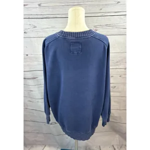 Aerie "Checked Out" Graphic Sweatshirt Blue Ribbed Crew Neck Oversized Medium thumbnail 4