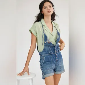 Anthropologie Pilcro Everyday Button Front Denim Short Overalls thumbnail 2